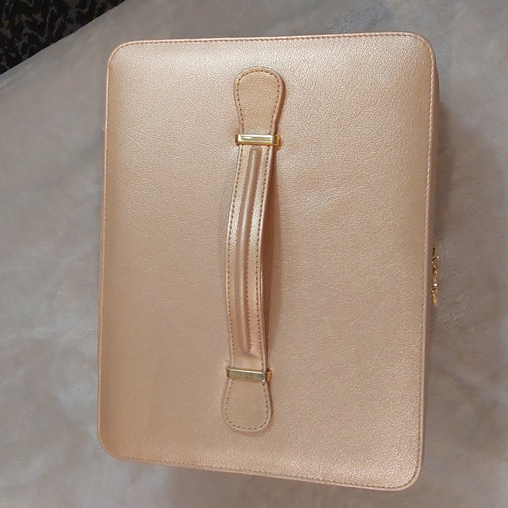 Vintage Gold Estee Lauder Makeup Storage Box Travel Box Red Interior - Picture 4 of 16